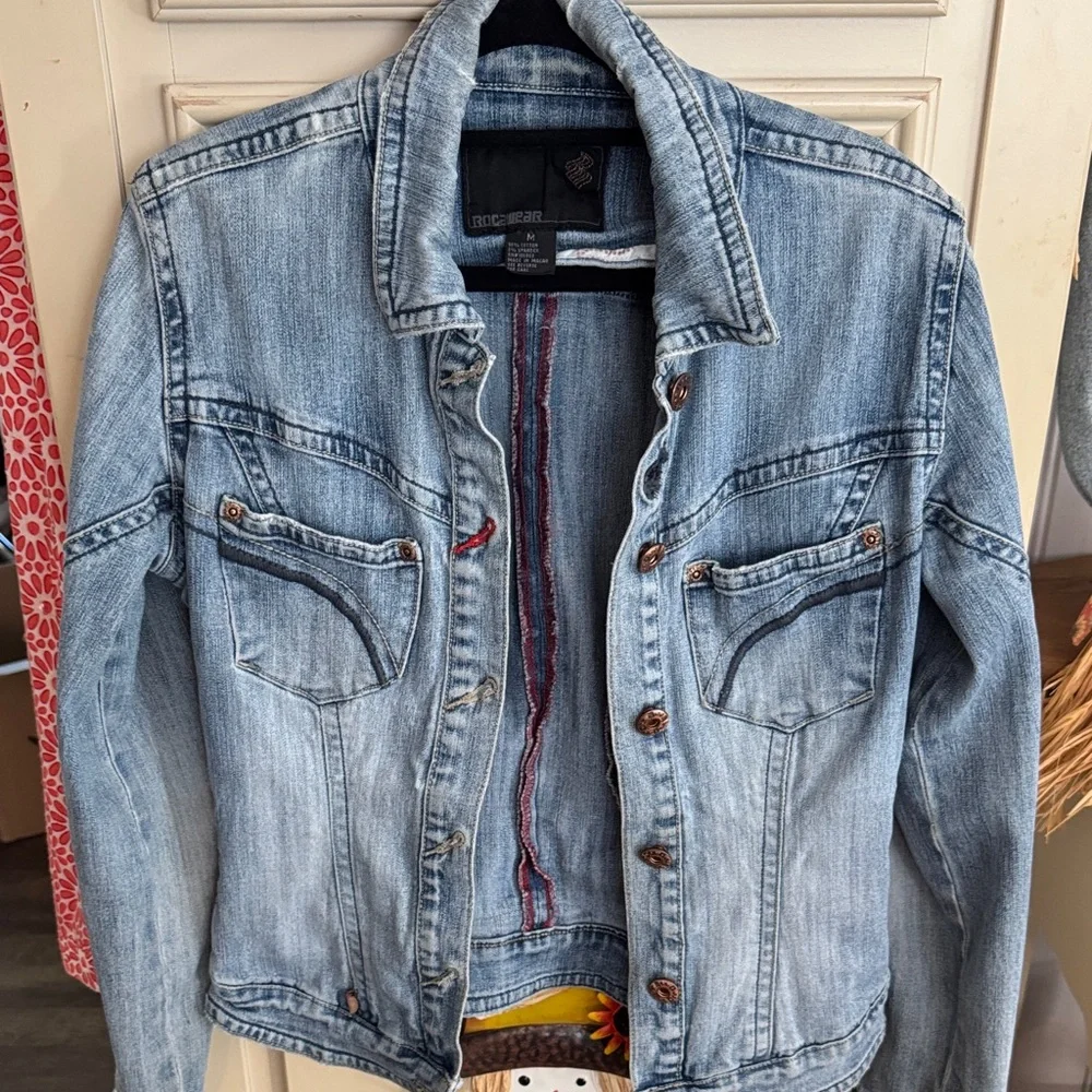 Rocawear Light Blue Denim Jacket with Contrast Stitching